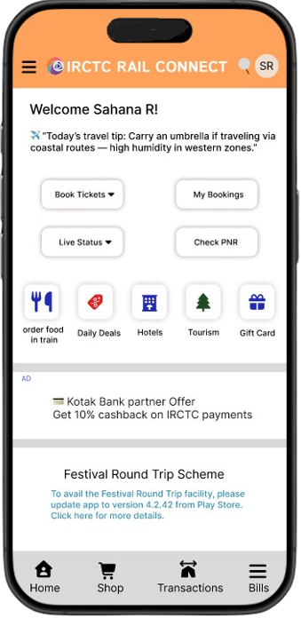 Final redesigned home screen