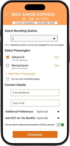 Redesigned passenger details screen